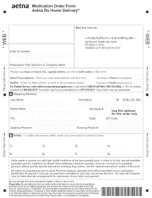 Fillable Online Aetna Rx Home Delivery® Medication Order Form Fax Email ...