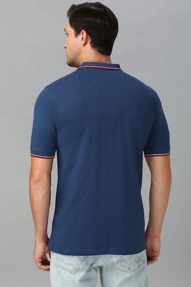 Buy Men Blue Solid Polo Neck T-Shirts Online - 39732433 | Van Heusen