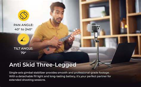 Digitek® (DSG 001) Single Axis Foldable Tripod Smartphone Gimbal ...