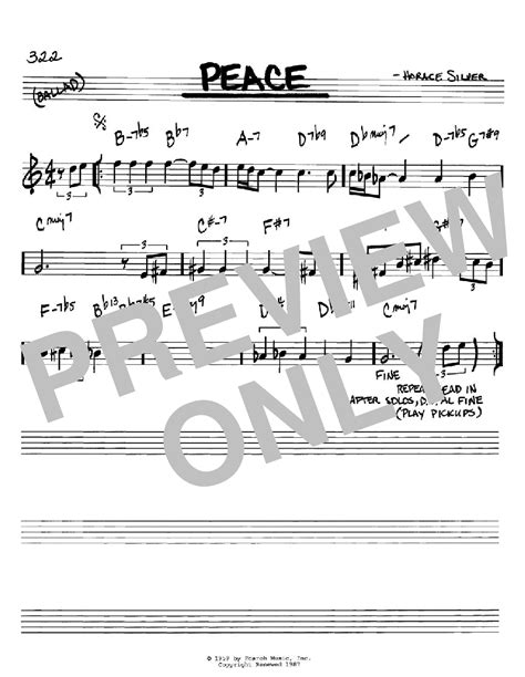 Peace by Horace Silver Sheet Music for Real Book – Melody & Chords – Bb ...