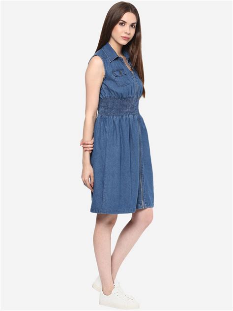 Women's Denim Fit and Flare Zip Dress – Stylestone