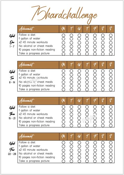Printable 75 Hard Challenge Habit Tracker Checklist | Etsy