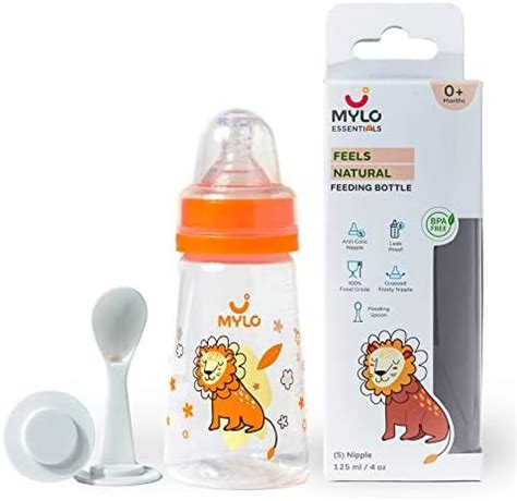 Buy Mylo Baby 2 in 1 Feeding Bottle with Spoon (125 ml) for New Born ...