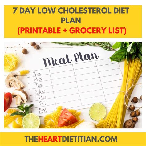 Free Printable Low Cholesterol Diet Plan Guide - Printables for Everyone