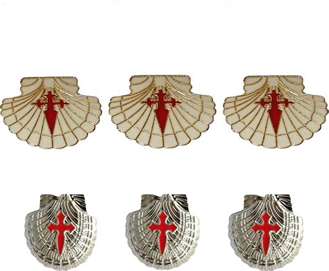 Amazon.com: 6pcs Scallop Shell Saint James Cross Pilgrim lapel Pins ...
