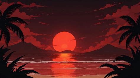 Very beautiful and peaceful red sun background | Premium AI-generated image