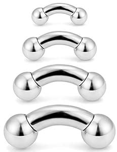 Buy SCERRING 4PCS 2G 4G 6G 8G PA Ring Bent Curved Barbell Internally ...