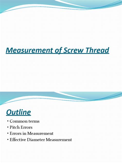 Screw Thread Measurement | PDF | Screw | Tools