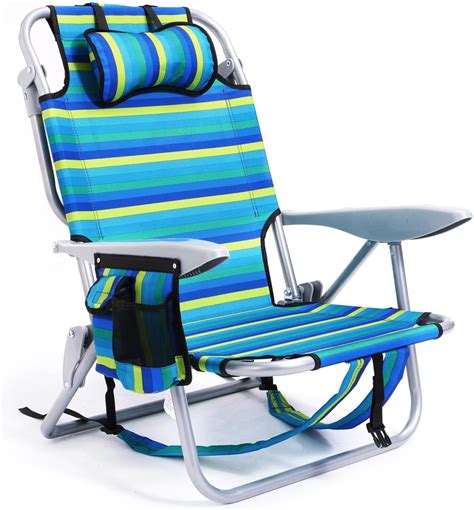 Portable Beach Chair for Adults, Outdoor Camping Chair Lay Flat Folding ...