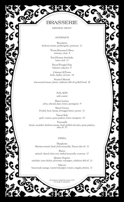 Image result for Fine Dining Menu Examples