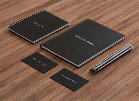 Free Business Card, Notepad, Led Pencil & Sketchbook Cover Mockup PSD ...