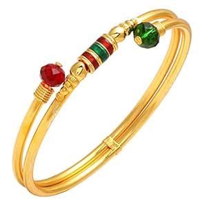 Buy Memoir Gold plated Brass Colourful Meenakari all size fit Kada ...