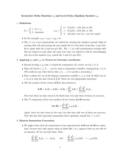 Kronecker Delta Function and Levi-Civita (Epsilon) Symbol - Kronecker ...