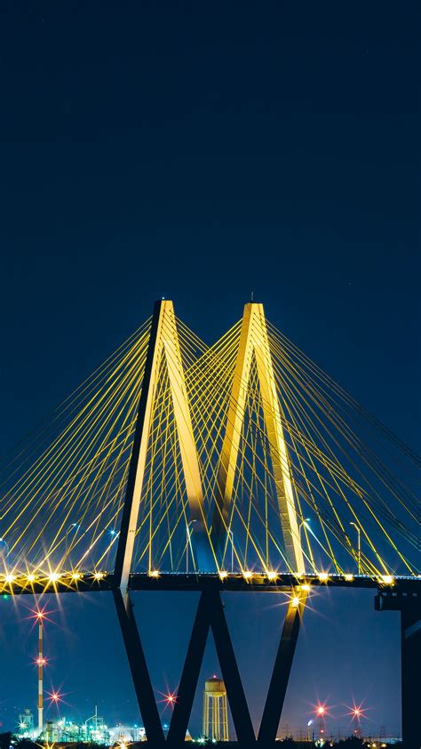 Download wallpaper 1080x1920 baytown, united states, bridge, night ...
