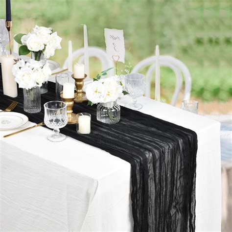 Lvydec 5 Pack Black Cheesecloth Table Runner 13ft Rustic Table Runner ...