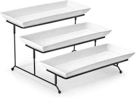 MALACASA 3 Tier Serving Tray, Porcelain Tiered Tray Stand, 14 Inch ...