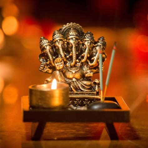 Buy Antique Panchmukhi Ganesha T-Light Holder Showpiece Online in India ...