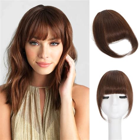 Amazon.com : EBENK 100% human hair bangs - 8g Clip in Wispy Bangs with ...