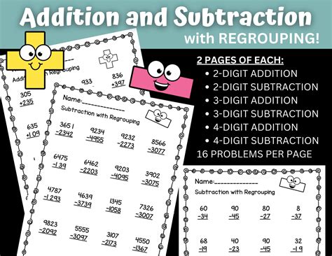 Addition And Subtraction With Regrouping Worksheets