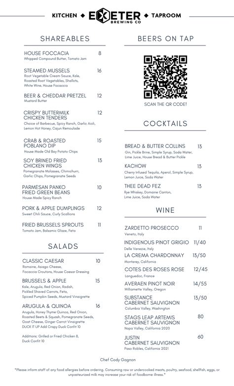 Menu — Exeter Brewing Co.