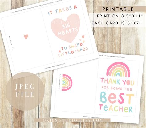 Teacher Card Printable, Teacher Appreciation Day, Printable Greeting Card, Thank You Teacher ...