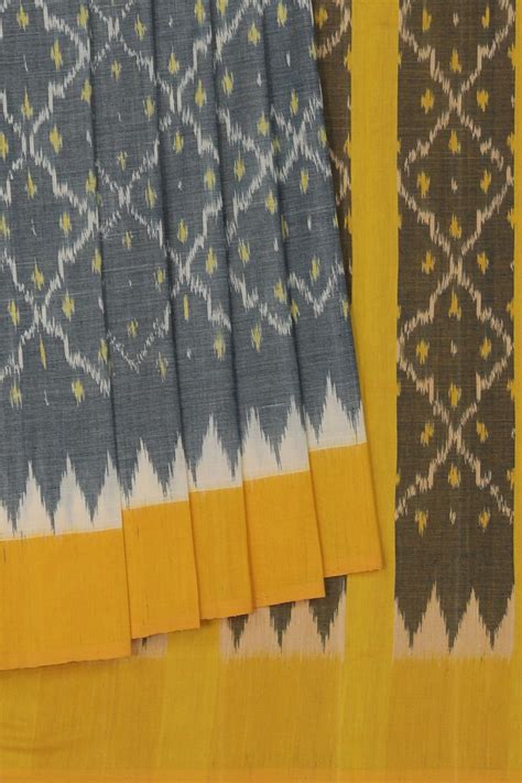 Pochampally Ikat Grey Saree – Kalanjali