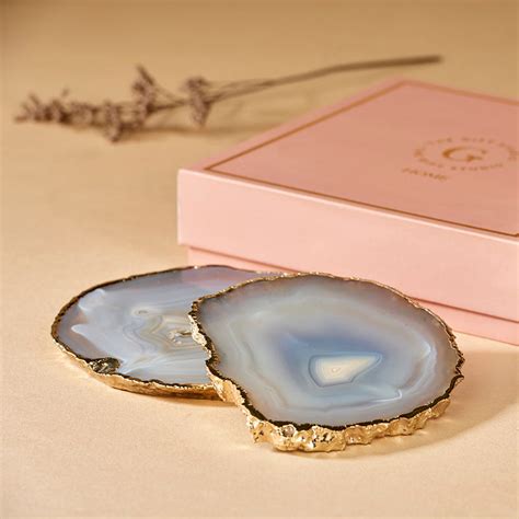 Grey Agate Gold Edge Coasters (Set of 2) – The Gift Studio