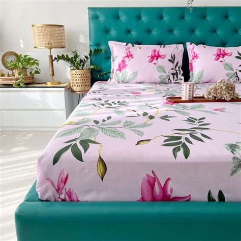 Urban Space 200 TC 100% Combed Cotton Double Bedsheet with 2 Pillow ...