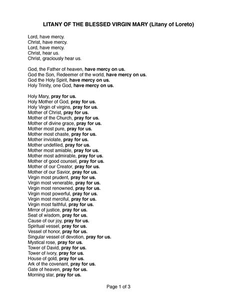 Litany of the Blessed Virgin Mary - LITANY OF THE BLESSED VIRGIN MARY ...
