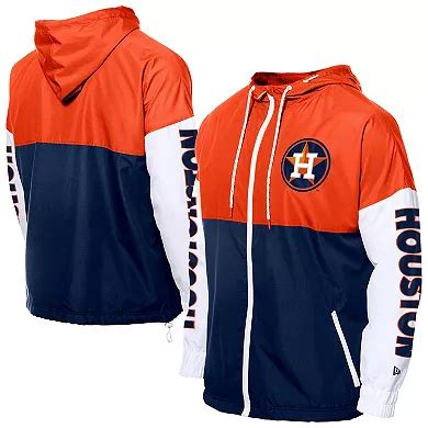 Men's New Era Navy/Orange Houston Astros Color Block Full-Zip Hoodie ...