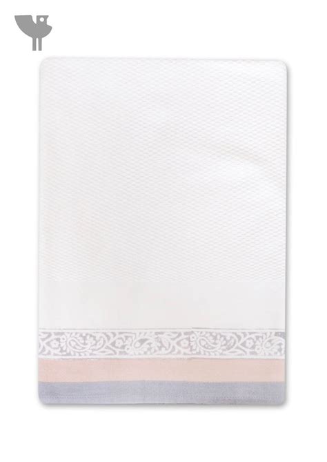 Handloom Cotton Bath Towel With Block Print Border