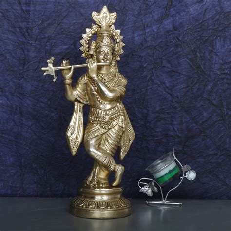 ARTVARKO™ Lord Murli Manohar Krishna Krishan Brass Statue Murti Gift ...