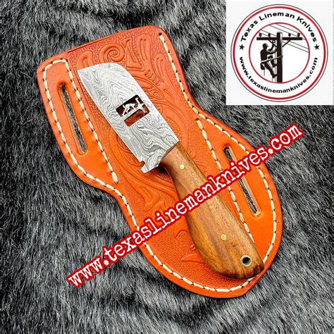Custom Handmade Damascus Steel Bull Cutter Knife – Texas Lineman Knives