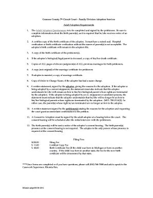 Fillable Online Adult Adoption Forms - Genesee County Fax Email Print ...