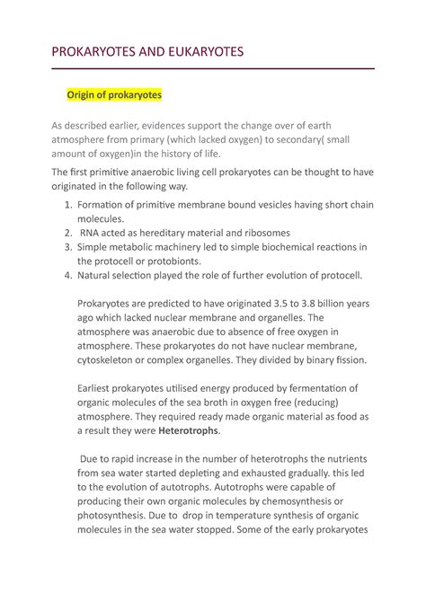 Prokaryotes and eukaryotes origin - PROKARYOTES AND EUKARYOTES Origin ...