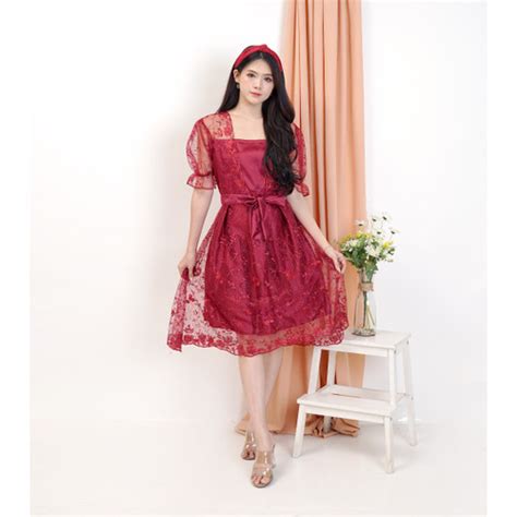 Jual Ken-196 Dress Pesta Kondangan Mewah Elegant Korean Look - Navy ...