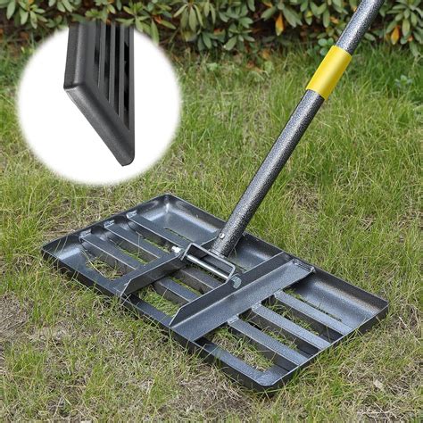DEROFIT Lawn Leveling Rake, Heavy Duty 17"x10" Small Garden Rake with ...