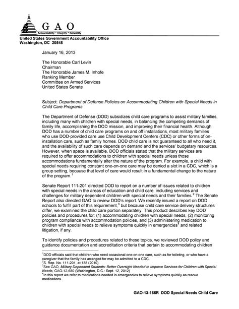 Department of Defense Policies on Accommodating Children with Special ...