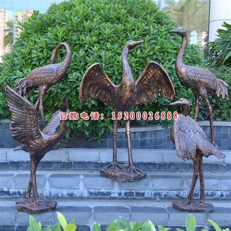 铜雕仙鹤雕塑，公园景观雕塑 (4)-宏通雕塑