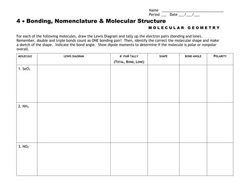 Image result for Molecular Geometry Practice Problems
