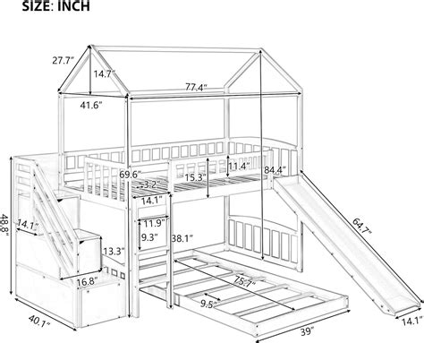 Buy Bunk Bed with Slide, House Bunk Beds Twin Over Twin Stairway Bunk ...