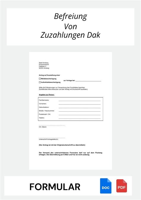 Antrag Auf Befreiung Von Zuzahlungen Dak Formulare