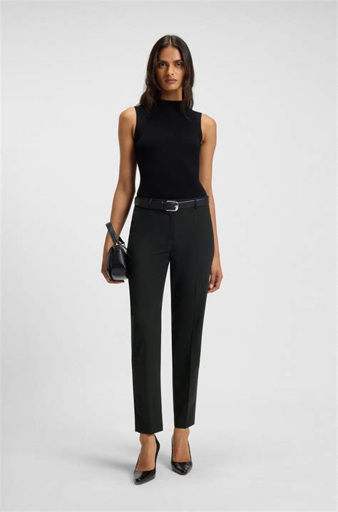 BOSS - Regular-fit trousers in Italian-made virgin wool - Black