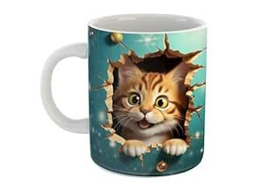 Buy Clovez Cat 3D Design Hd Printed Microwave Safe Ceramic Coffee Mug ...