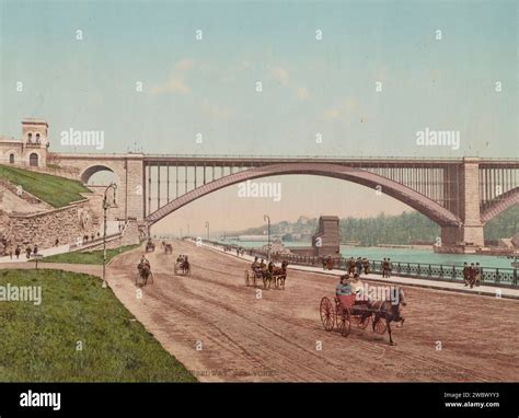 Washington Bridge and the Harlem River Drive, New York City 1901 Stock ...