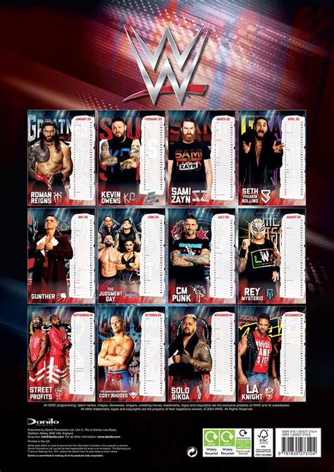 WWE Men's 2025 Calendar – wrestlingshop.com