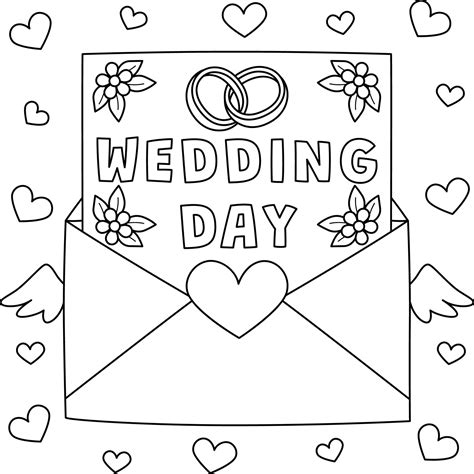 Wedding Day Letter Coloring Page for Kids 12902564 Vector Art at Vecteezy