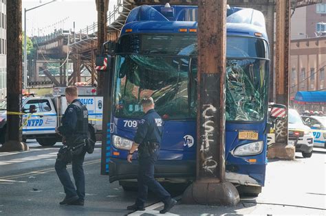 MTA bus driver crashes into pole after medical episode