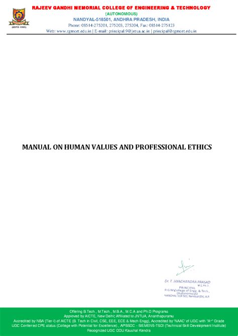 universal human value - Offering B., M., M.B., M.C and Ph Programs ...
