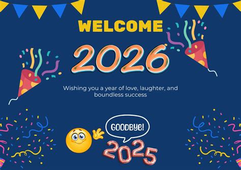 Blue And Yellow Illustrative Welcome 2026 Goodbye 2025 Poster - Wishes ...